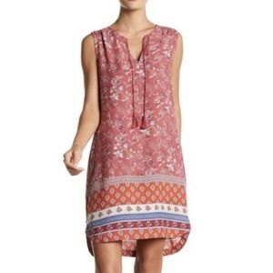 Beach lunch lounge Boho dress Paisley blue pink tropical beach dress size large